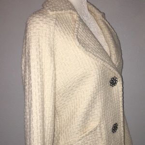 Warm, long fully lined knit coat, small